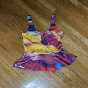 Colorful Sleeveless Peplum Top ~ Summer Fave 🌺☀️